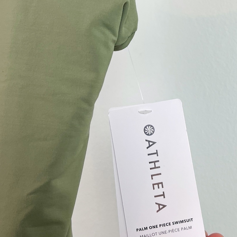 NWT Athleta Palm One Piece Strappy Back Swimsuit in Eucalyptus Olive - Picture 4 of 7
